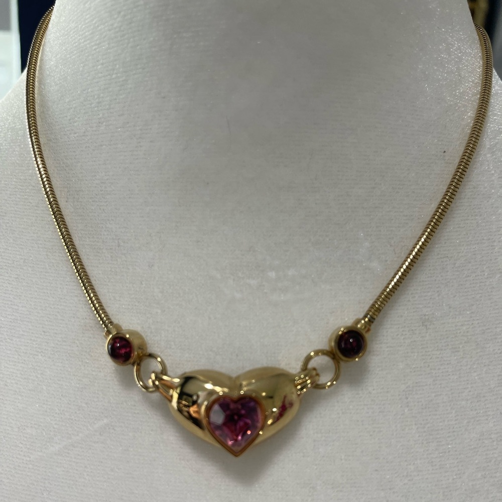 Givenchy Gold and Pink Heart Necklace